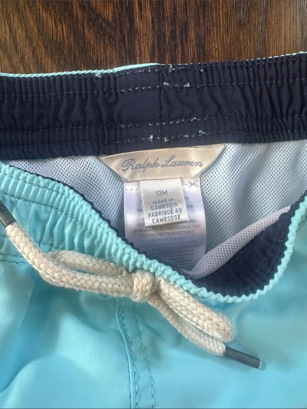 Ralph Lauren Boys Aqua Drawstring Swim Shorts